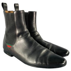 GUCCI Size 12.5 Black Mixed Materials Leather Pull On Boots