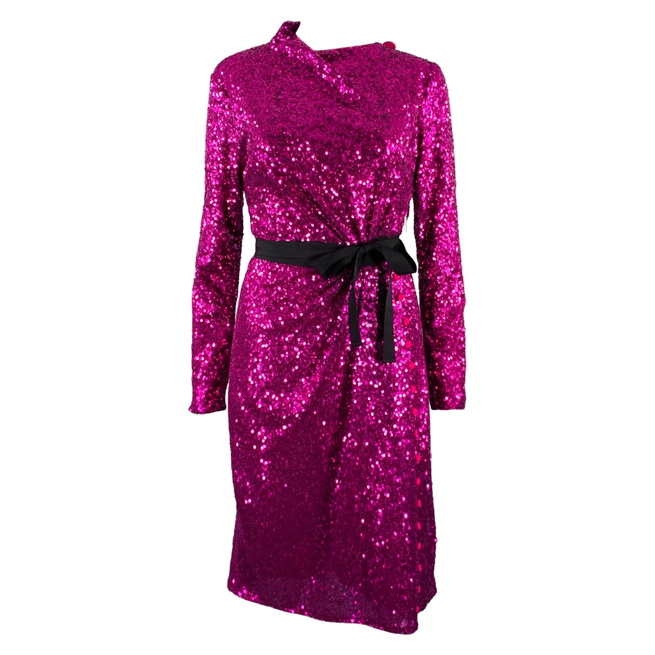 PRABAL GURUNG Size 6 Purple Polyester Sequined Open Back Dress