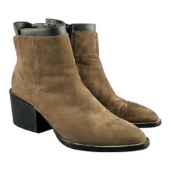 VINCE Taille 7.5 Grey Brown Suede Chunky Heel Boots