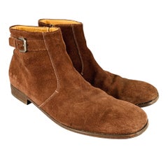 JIL SANDER Size 11 Brown Suede Side Zipper Boots