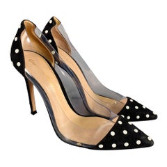GIANVITO ROSSI Size 7 Black White Dots Stiletto Heels Pumps