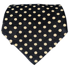 BALLY Black White Polka Dot Silk Tie