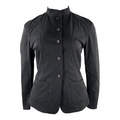 Issey Miyake Taglia L Giacca monopetto in misto nylon nero senza colletto