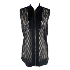 ALEXANDER WANG Talla 0 Chaleco con cremallera perforada de poliéster azul marino