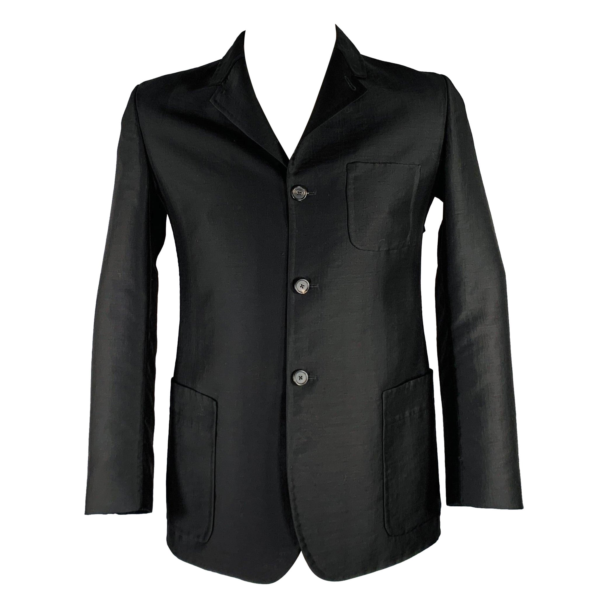 JIL SANDER Size 42 Black Wool Blend Notch Lapel Sport Coat For Sale