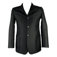 JIL SANDER Size 42 Black Wool Blend Notch Lapel Sport Coat