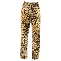 ETRO Größe 30 Hellbraun Schwarze Baumwolle Elastan Leopard Zip Fly Jeans