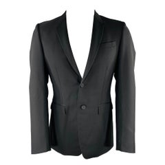 BURBERRY PRORSUM Size 38 Black Wool Notch Lapel Sport Coat
