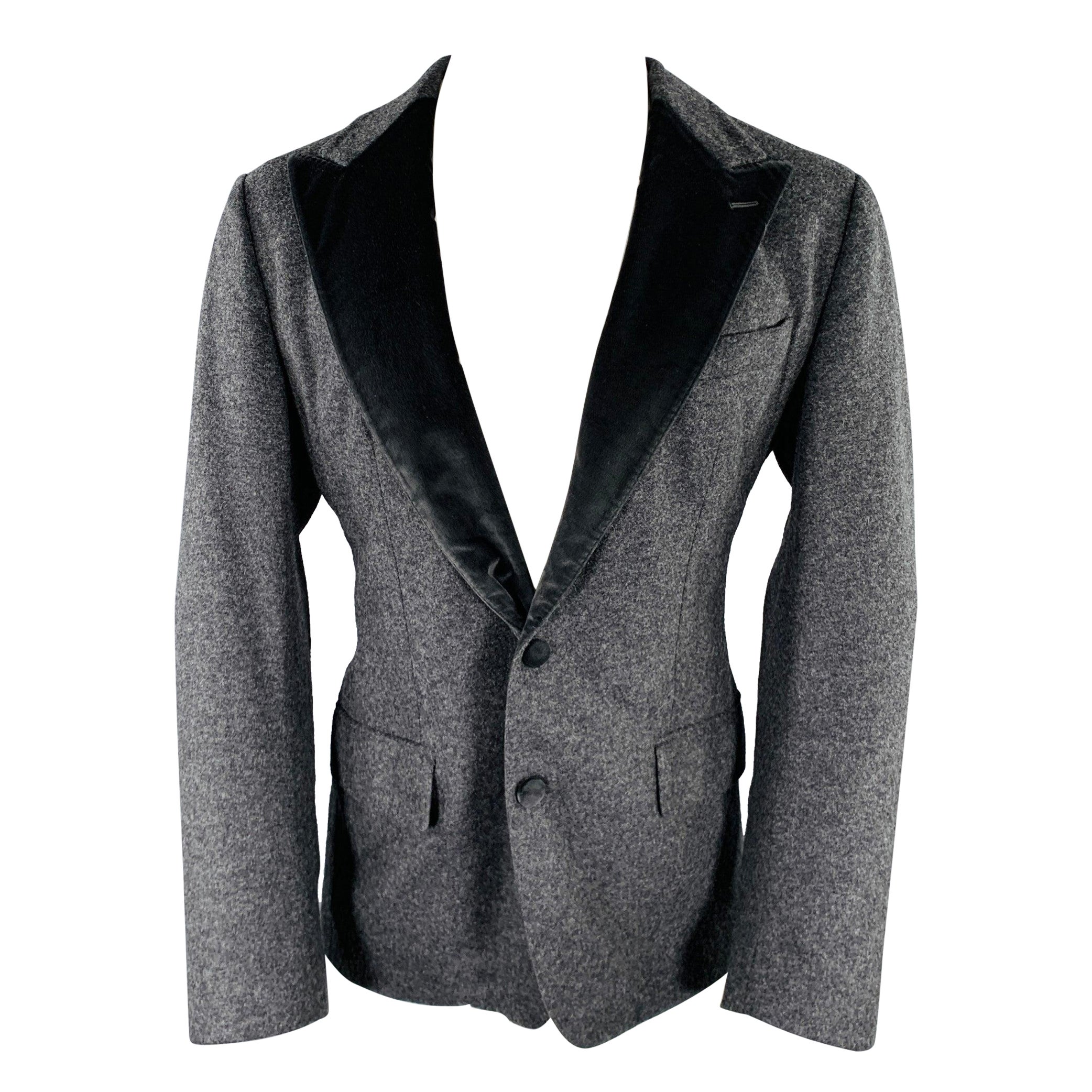 DOLCE & GABBANA Taglia 40 Cappotto sportivo lungo grigio bicolore in misto lana vergine
