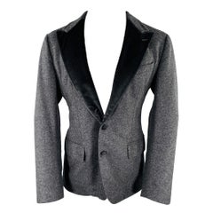 DOLCE & GABBANA Size 40 Long Grey Two Toned Virgin Wool Blend Sport Coat