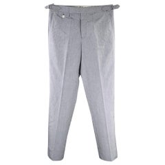 BLACK FLEECE Size 32 Navy White Stripe Linen Silk Side Tabs Casual Pants