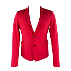 ROBERTO CAVALLI Size 38 Red Raspberry Wool Blend Sport Coat