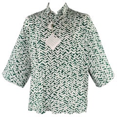 Haider Ackermann Taglia L Verde Bianco Greene & Greene in seta a manica corta