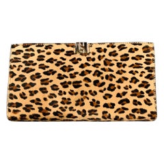 Pochette LAMBERTSON TRUEX Beige Marrone con stampa animale in pelle di vitello