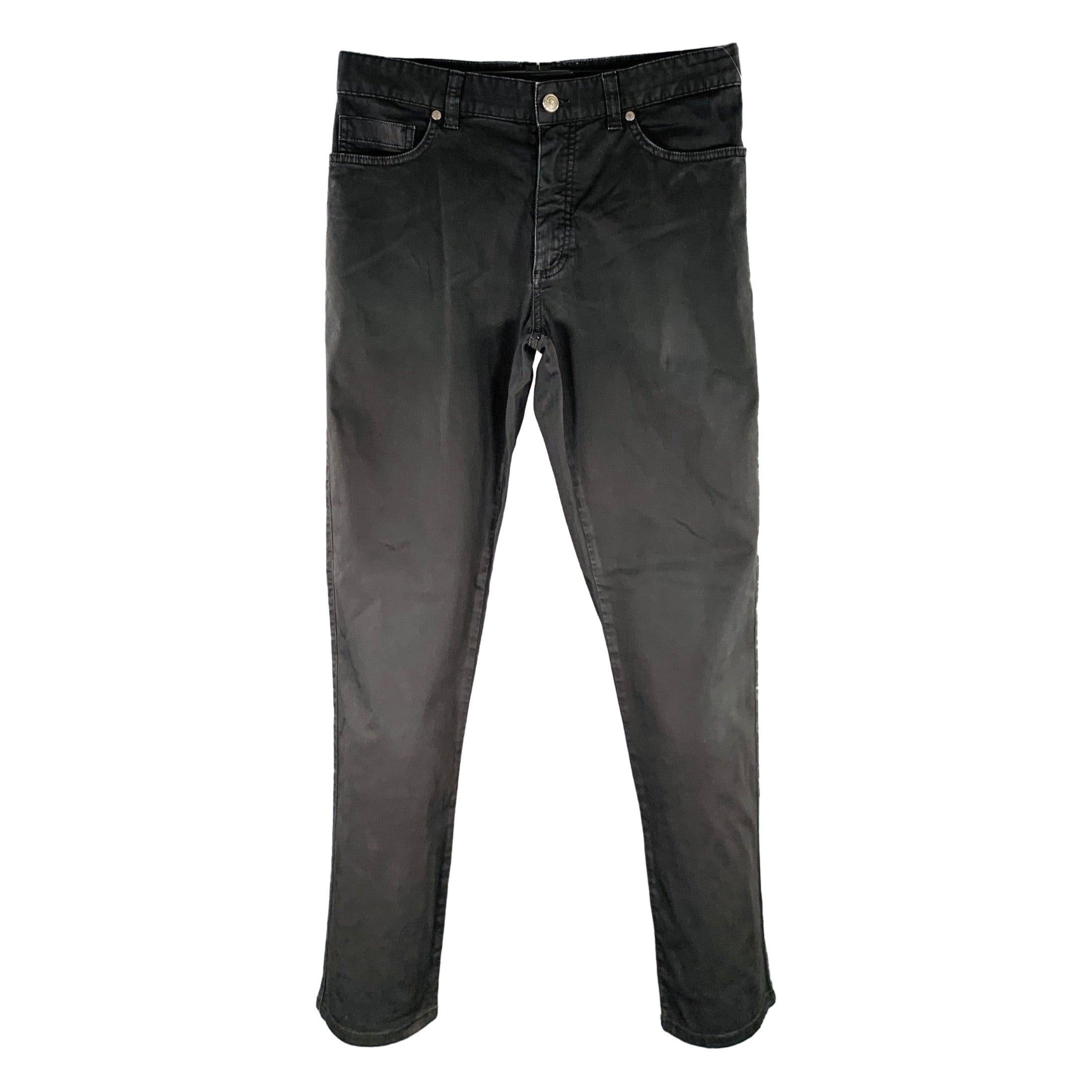 ERMENEGILDO ZEGNA Vaqueros rectos de mezcla de algodón negros talla 33