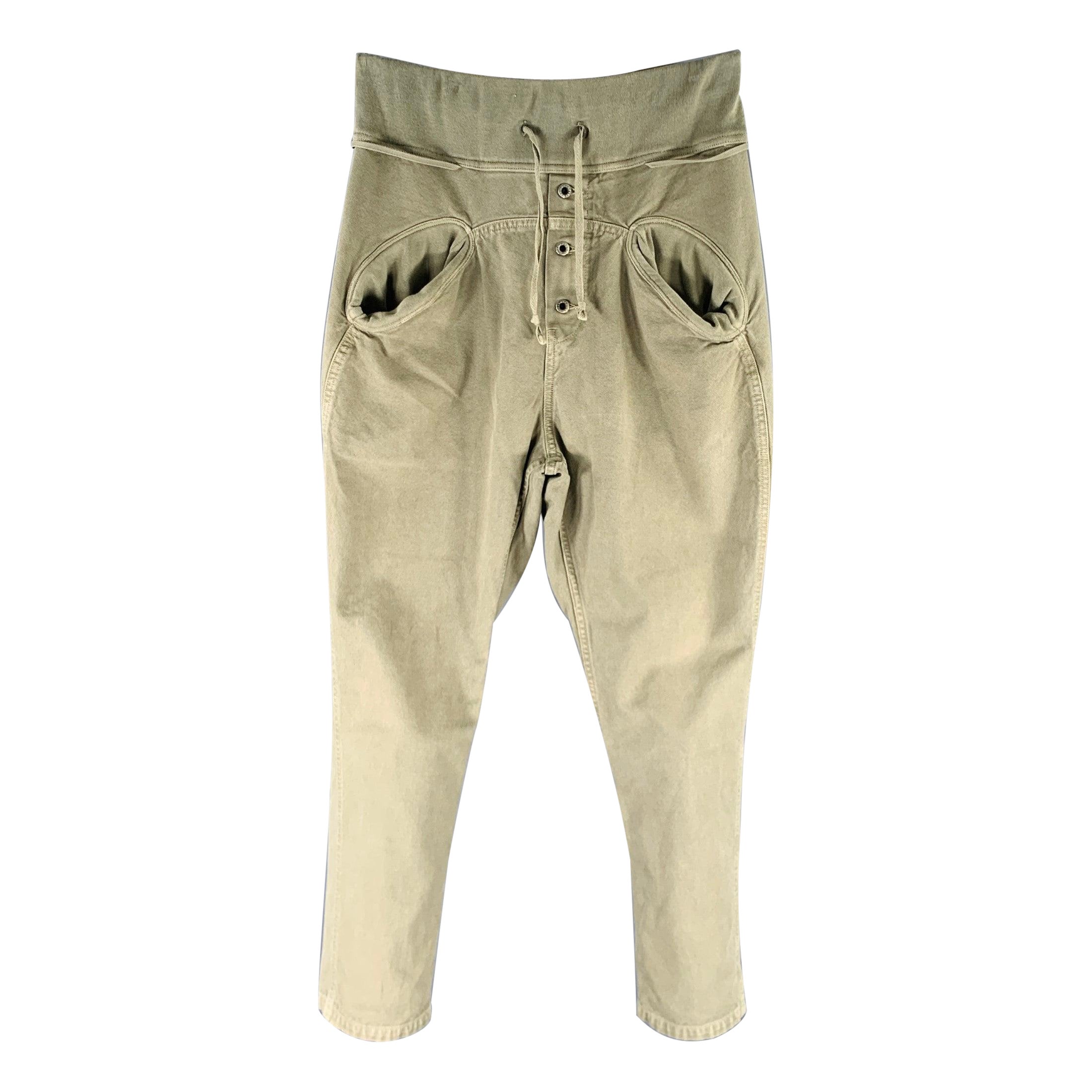 KAPITAL Size M -Sarouel- Green Cotton Drop Crotch Casual Pants For Sale