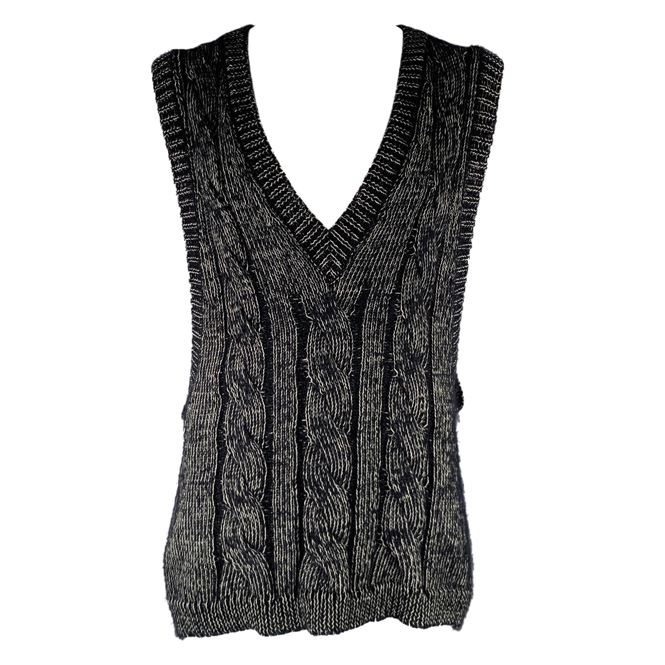 WALTER VAN BEIRENDONCK 2022 Size L Black Superkid Mohair Sweater Vest For Sale