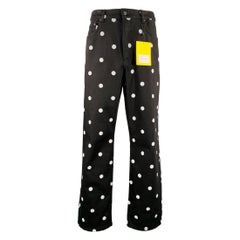 MARC JACOBS 2023 Size 32 Black White Polka Dot Denim Button Fly Jeans