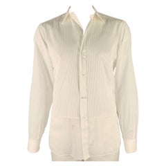 BRIONI, chemise de smoking à manches longues en coton blanc, taille L