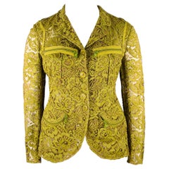DONNA KARAN Size 10 Green Brown Cotton Blend Jacket