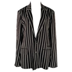 HAIDER ACKERMANN Size L Black White Rayon Stripe Blazer