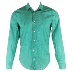 BURBERRY PRORSUM 2011 Size S Green White Polka Dot Cotton Long Sleeve Shirt