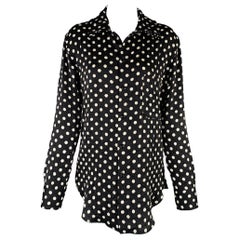 YOHJI YAMAMOTO Size S Black White Polyester Polka Dot One pocket Blouse