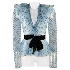 PHILOSOPHY di LORENZO SERAFINI Size 2 Blue Black Polyester Polka Dot Blouse