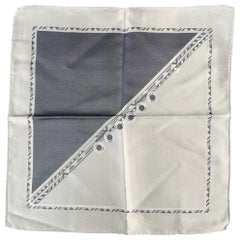 VERSACE Grey Cream Color Block Silk Pocket Square