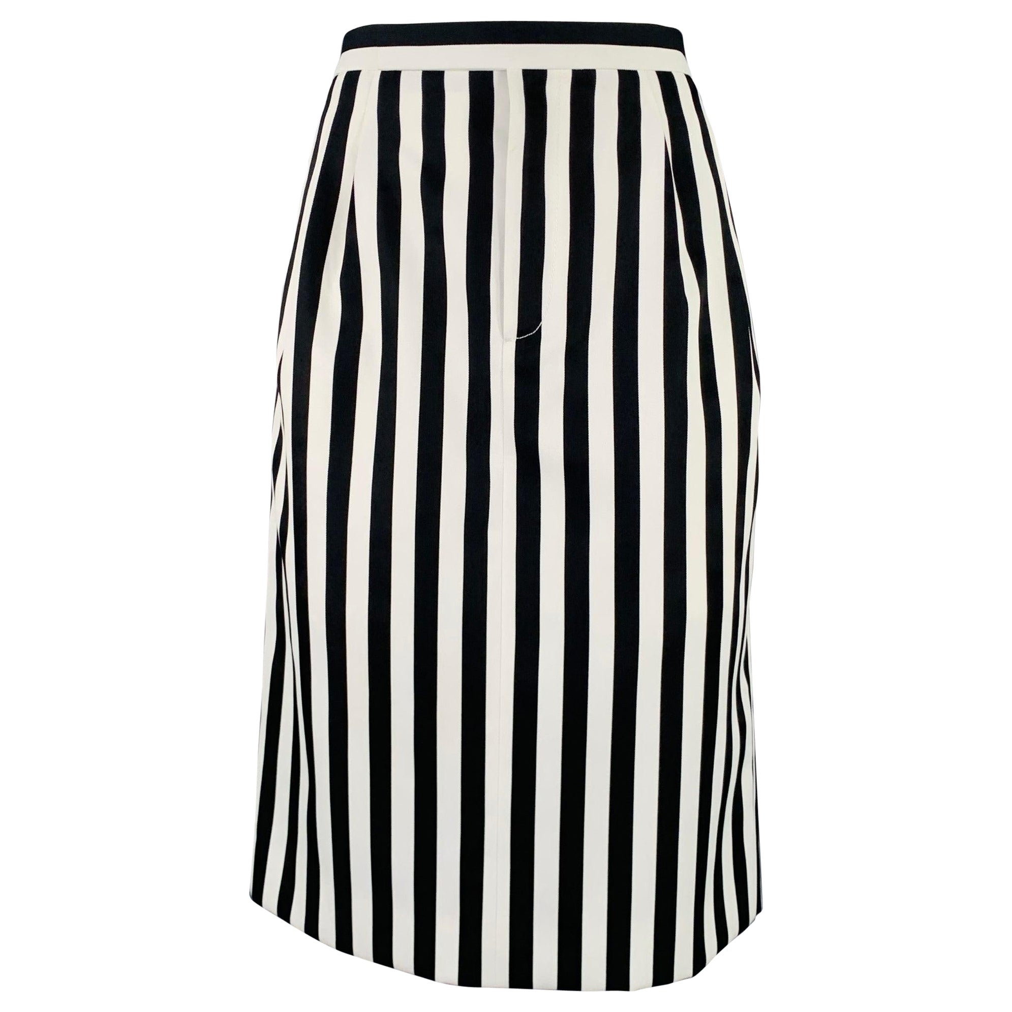 MARC JACOBS Taille 6 Jupe crayon à rayures en polyester noir et blanc en vente