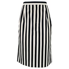 MARC JACOBS Size 6 Black White Polyester Stripe Pencil Skirt