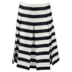 MARC JACOBS Taille 0 Jupe évasée à rayures en polyester noir et blanc