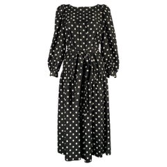 MARC JACOBS Size 2 Black White Silk Polka Dot A-Line Dress