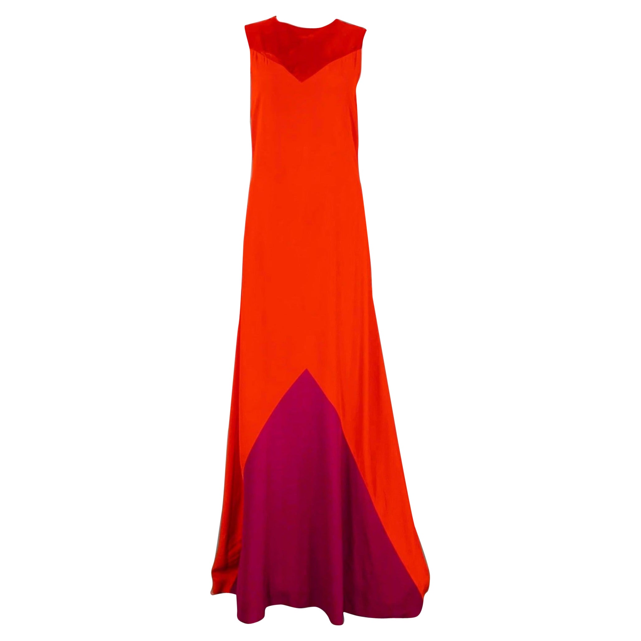 GIVENCHY Size 2 Red Purple Viscose Blend Sleeveless Gown Dress