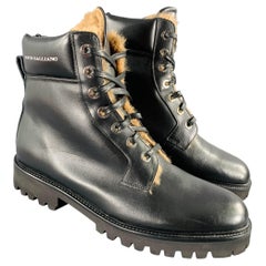 JOHN GALLIANO Size 10 Black Leather Lace-Up Boots