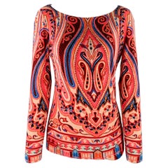 ETRO Size M Pink Multi Color Paisley Scoop Neck Casual Top