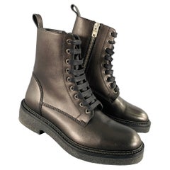 AMIRI Botas de cordones de cuero negro brillante talla 9
