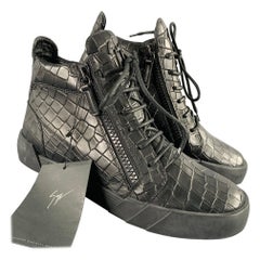 GIUSEPPE ZANOTTI Zapatillas altas de piel negra con relieve de cocodrilo talla 9