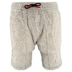 BURBERRY Size S Grey Cotton Embossed Drawstring Shorts