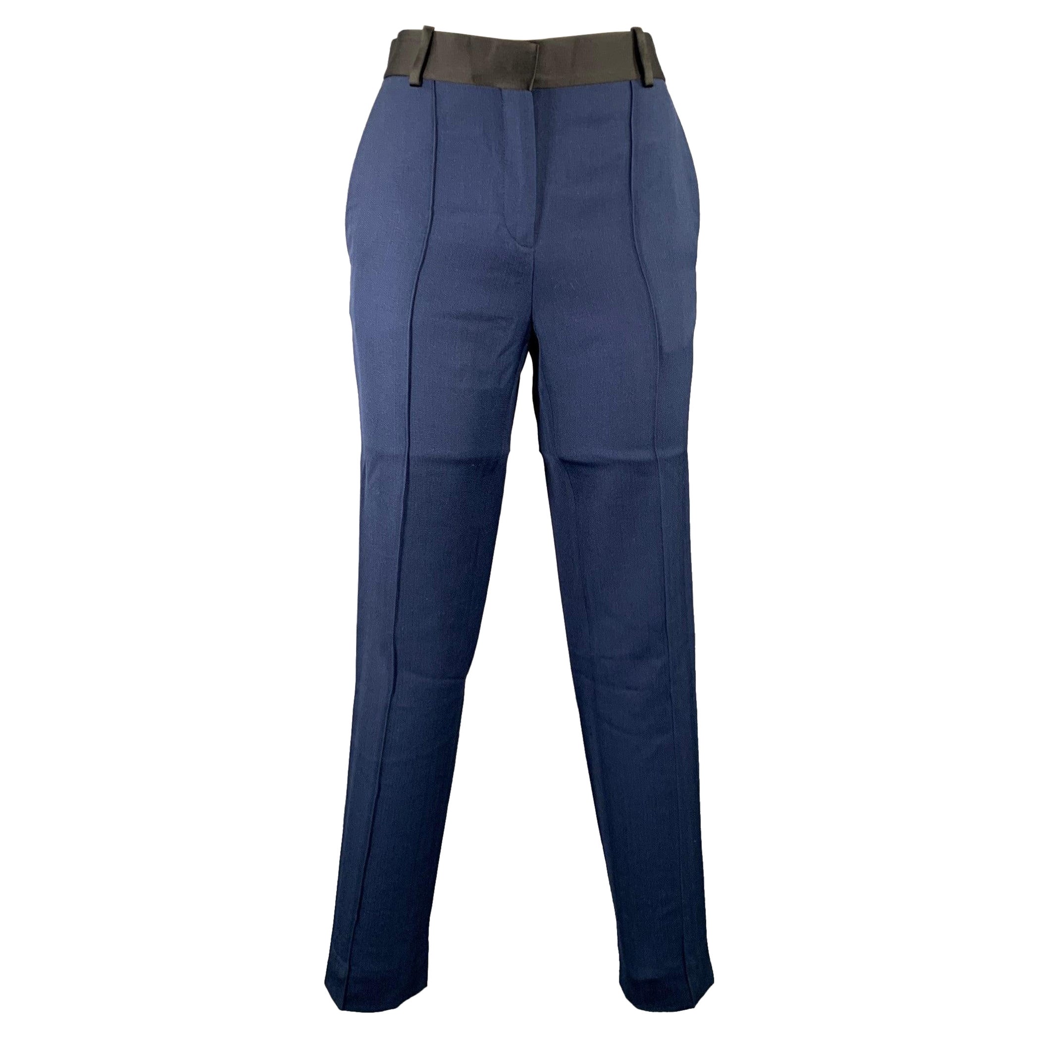 CELINE Taglia S Pantaloni dritti in lana nera e marina