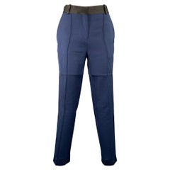 CELINE Taglia S Pantaloni dritti in lana nera e marina