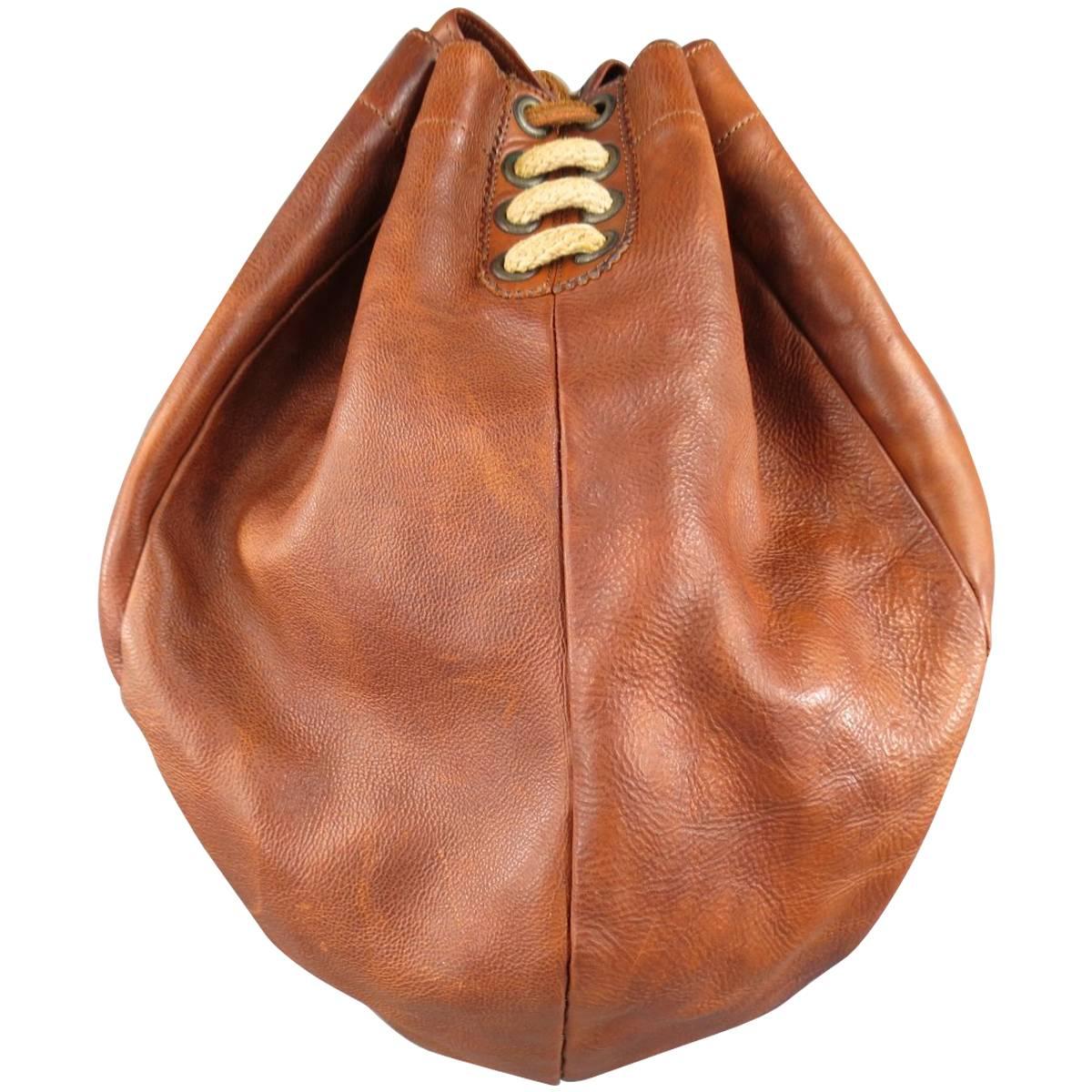 LEVI'S VINTAGE Tan Leather Drawstring Boxer Bag