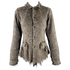 Junya Watanabe Taglia M Marrone Tan Rayon Seta Raw Edge Cardigan