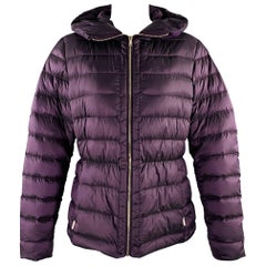 MASSIMO DUTTI Size L Purple Nylon Hooded Padded Jacket