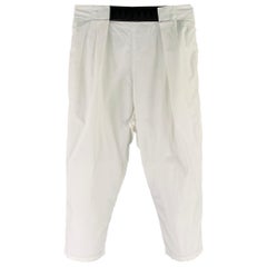 KAPITAL Taglia S -Facili da spiaggia- Pantaloni casual in cotone bianco con cavallo a goccia