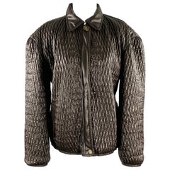MOSCHINO JEANS Größe 6 Brown Kunstleder Steppjacke
