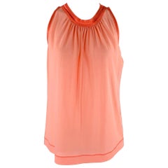 MISSONI Size 8 Orange Coral Cotton Contrast Trim Tank Casual Top