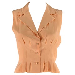 CHANEL Size 4 Orange Sorbet Silk Pleated Sleeveless Dress Top