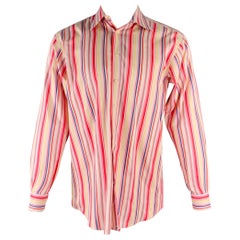 ETRO - Chemise à manches longues boutonnée en coton à rayures multicolores, taille S