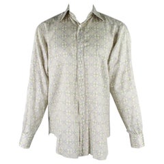 ETRO - Chemise à manches longues boutonnée en coton imprimé vert et bleu, taille M